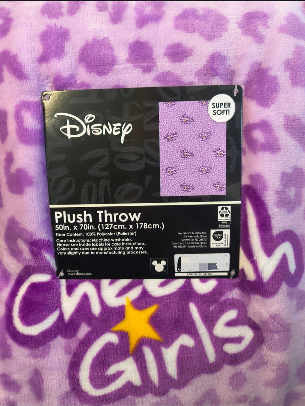 Disney Purple Cheetah Girls Cheetah Blanket Plush Throw Y2k NWT* - Picture 5 of 5